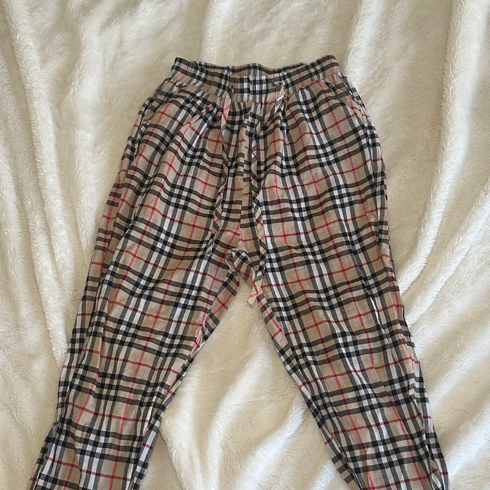 Fashion Nova Plaid Trousers - Black, Red, Beige